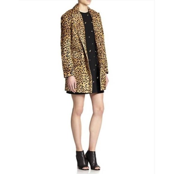 NWT $1600 MCQ BY ALEXANDER MCQUEEN LEOPARD CALF HAIR COAT SIZE IT 38 US 4 - Picture 2 of 10